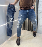 Qasbah mid Blue Designer Imported Turkey Denim