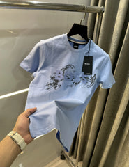 Hugo Boss Sky Blue Logo Print Premium T-Shirt