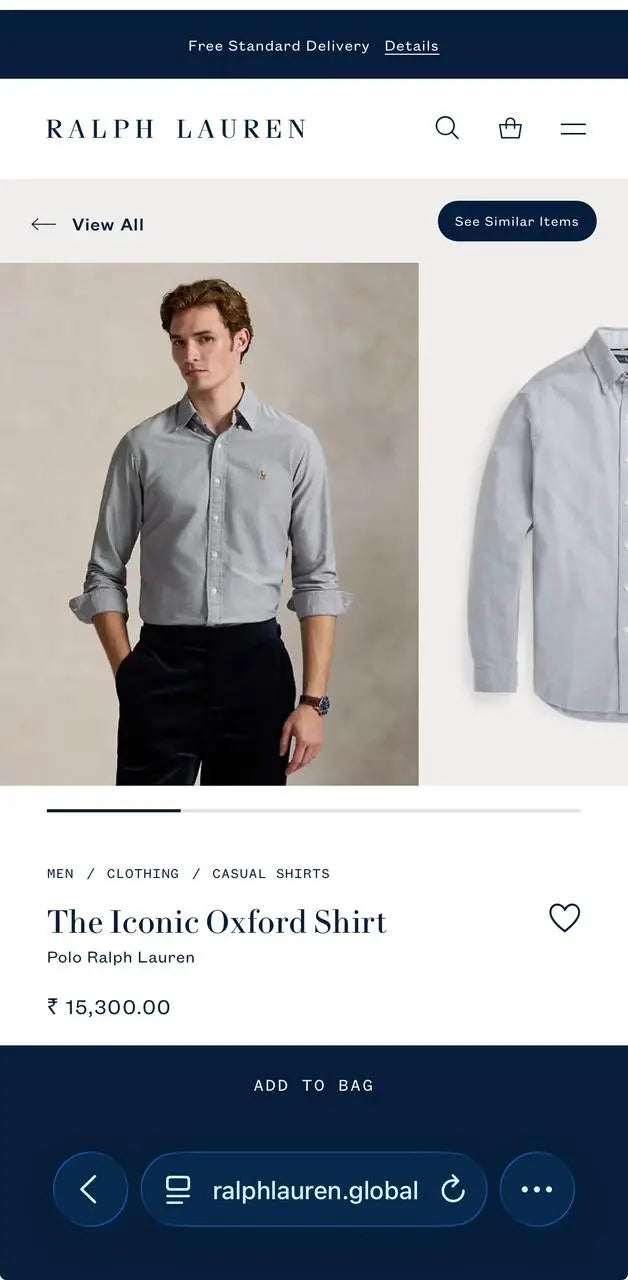 Ralph Lauren Grey Embroidery Logo Classic Shirt