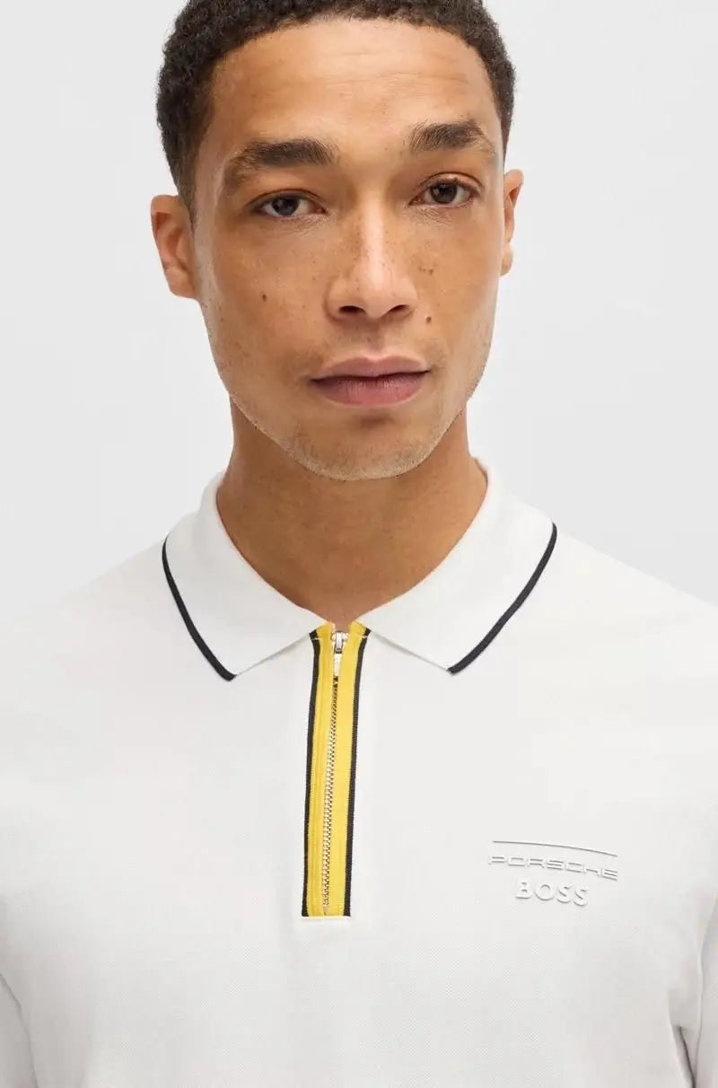 Hugo Boss White Porsch e Limited Edition Premium Polo T-shirt
