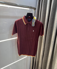 Ralph Lauren Wine Premium Knitted Polo T-Shirt