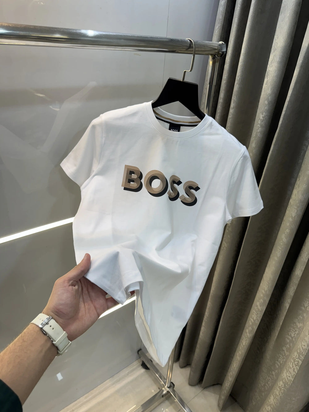 Hugo Boss White Logo Print Premium T-Shirt