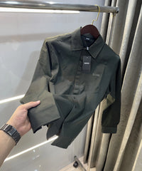 Hugo Bos s Bottle Green Embroidery Logo Imported Shirt