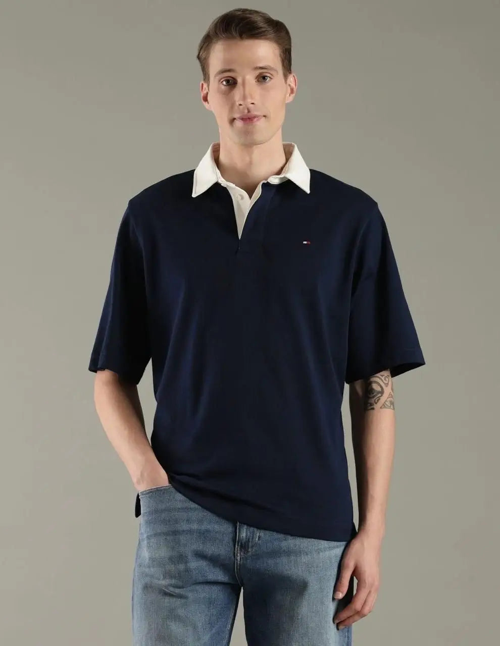 Tommy Hilfiger Navy Blue Logo Work Premium Polo T-Shirt