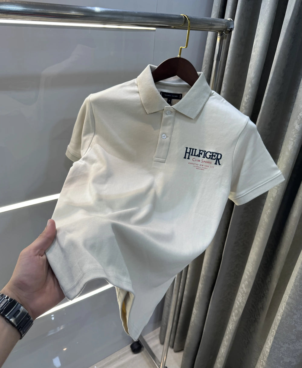 Tommy Hilfiger Beige Logo Work Premium Polo T-Shirt