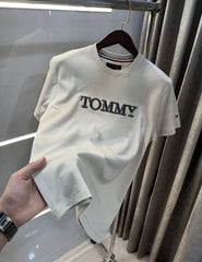Tommy Hilfiger Cream Logo Work Premium Polo T-Shirt
