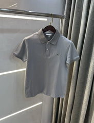 Lacost e Light Grey Embroidery Logo Premium Polo T-Shirt