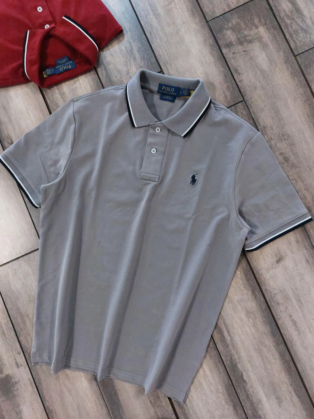 Ralph Lauren Light Grey Embroidery Logo Premium Classic Polo T-Shirt