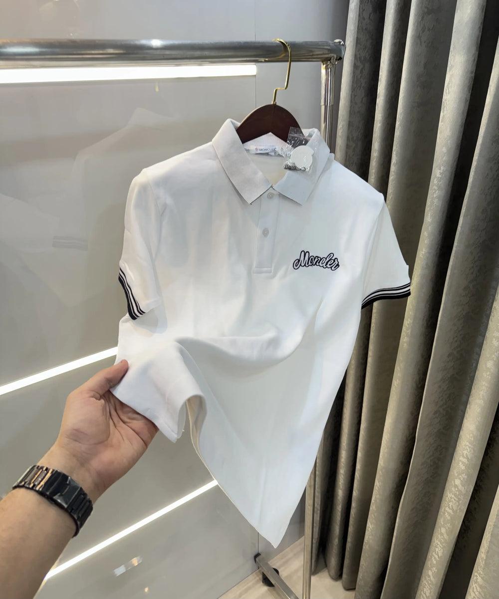 Moncler White Logo Work Premium Polo T-shirt