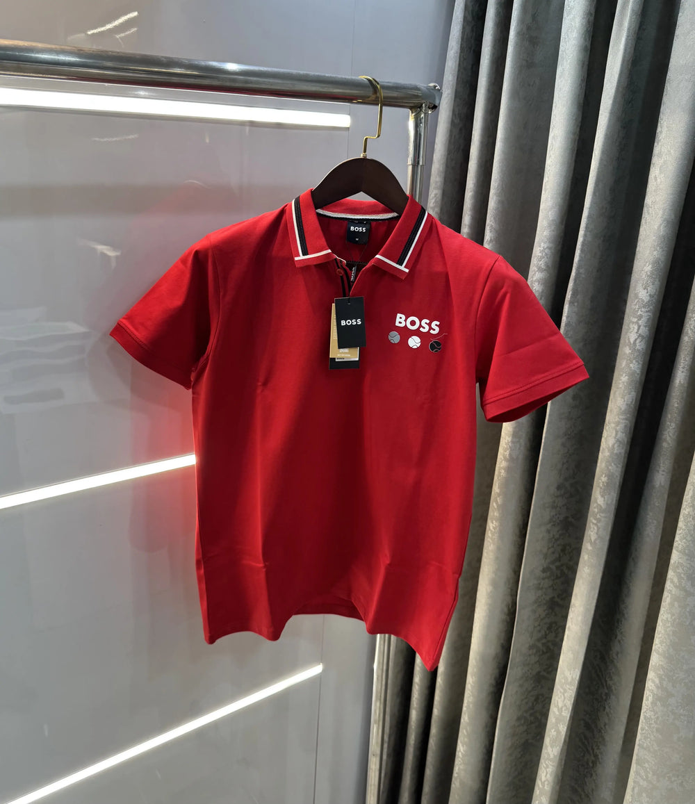 Hugo Boss Red Premium Polo T-shirt With Box Packing