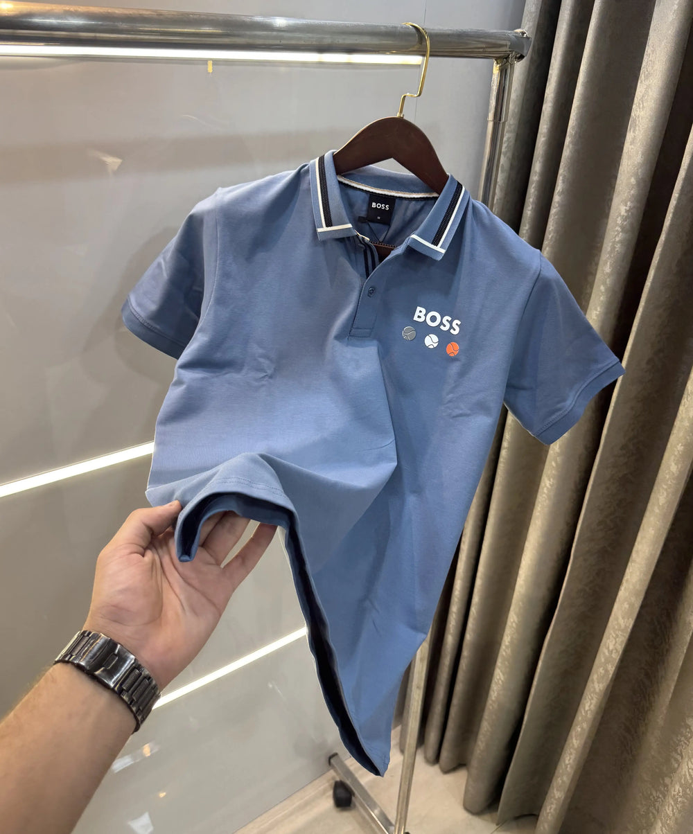 Hugo Boss Blue Premium Polo T-shirt With Box Packing