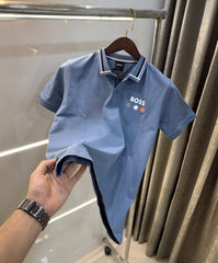 Hugo Boss Blue Premium Polo T-shirt With Box Packing