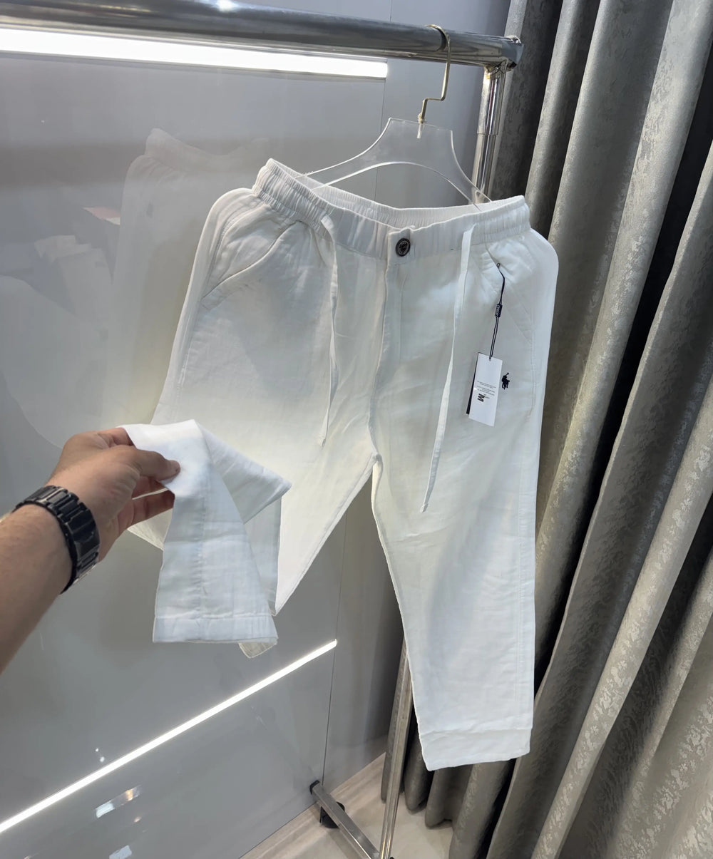 Ralph Lauren White Premium Linen Trouser