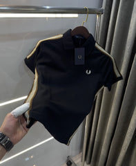 Fredperry Black Embroidery Logo Premium Polo T-Shirt