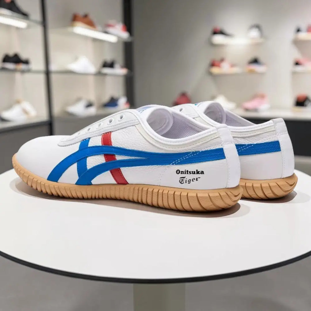 Onitsuka Tiger Tsunahiki Slip-On WHITE DIRECTOIRE BLUE Mens 7A Premium D-2065