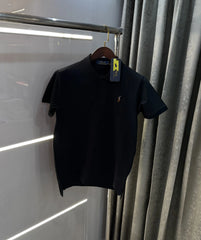 Ralph Lauren Black Embroidery Logo Premium Polo T-shirt