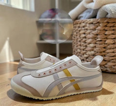 Onitsuka Tiger Mexico 66 Slip On Beige Grey Yellow Leather Sneaker D-2045