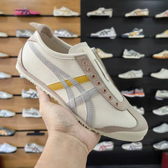 Onitsuka Tiger Mexico 66 Slip On Beige Grey Yellow Leather Sneaker D-2045