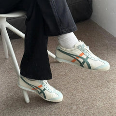 Onitsuka Tiger Mexico 66 Slip On Beige Grass Green Leather Sneaker D-2044