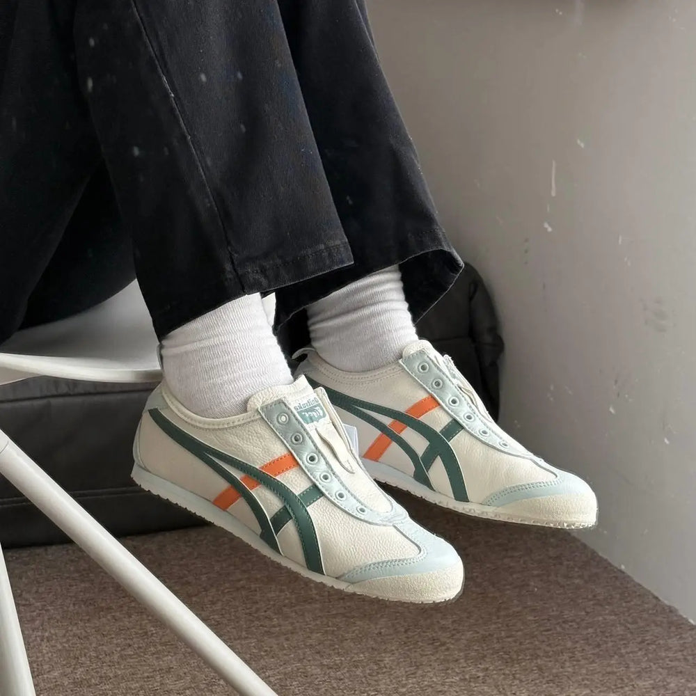 Onitsuka Tiger Mexico 66 Slip On Beige Grass Green Leather Sneaker D-2044