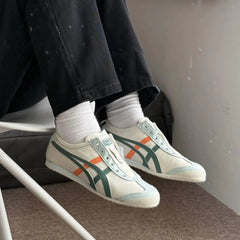 Onitsuka Tiger Mexico 66 Slip On Beige Grass Green Leather Sneaker D-2044