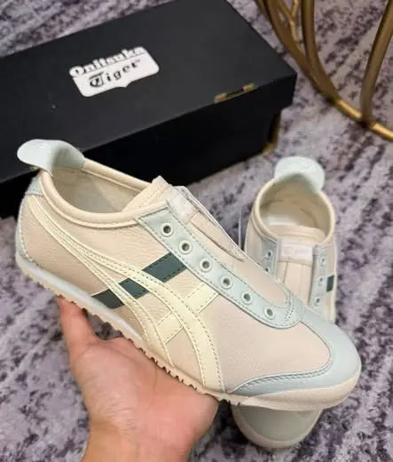 Onitsuka Tiger Mexico 66 Slip-On Beige Green Mens 7A Premium D-2042