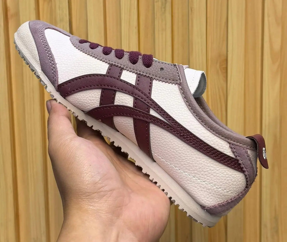 Onitsuka Tiger Mexico 66 Beige Burgundy Mens 7A Premium Sneakers (D-2038)