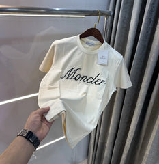 Moncler Cream Logo Work Imported T-Shirt