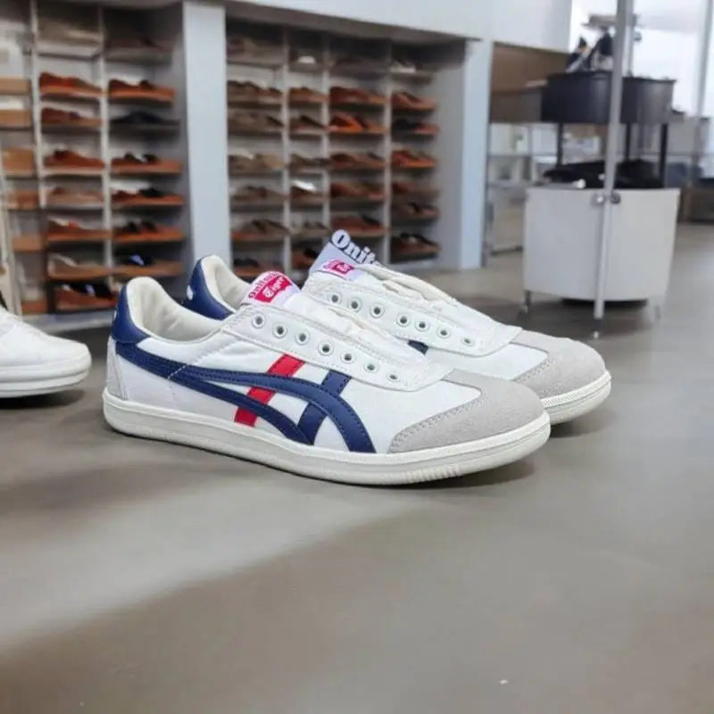 Onitsuka Tiger Tokuten Slip-On White Blue Red Mens 7A Premium D-1654 P-1