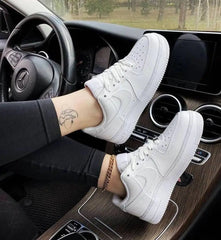 Nik_e Air Force 1 Low Triple White Girls Premium Leather Full Accessories D-321