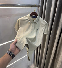Ralph Lauren Beige Embroidery Logo Premium Polo T-shirt With Box Packing
