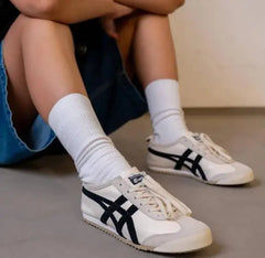 Onitsuk_a Tiger Mexico 66 White Black Classic Girls Leather Sneakers D-2000