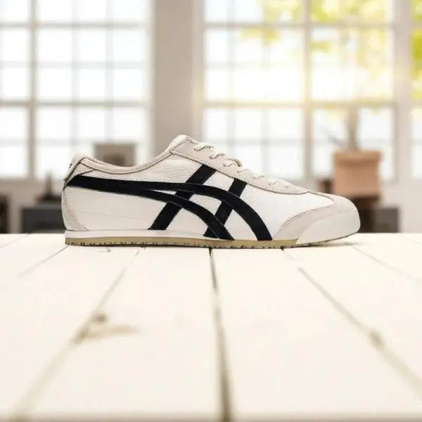 Onitsuk_a Tiger Mexico 66 White Black Classic Girls Leather Sneakers D-2000