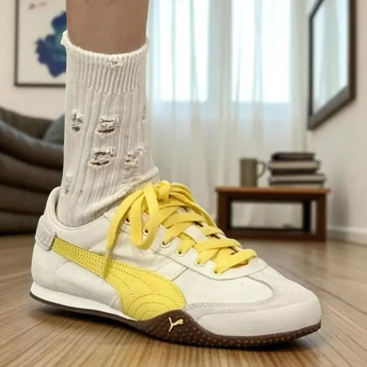 Pum_a Bella UT Canvas - WhiteYellow Girls Premium First Copy Sneakers D-1974