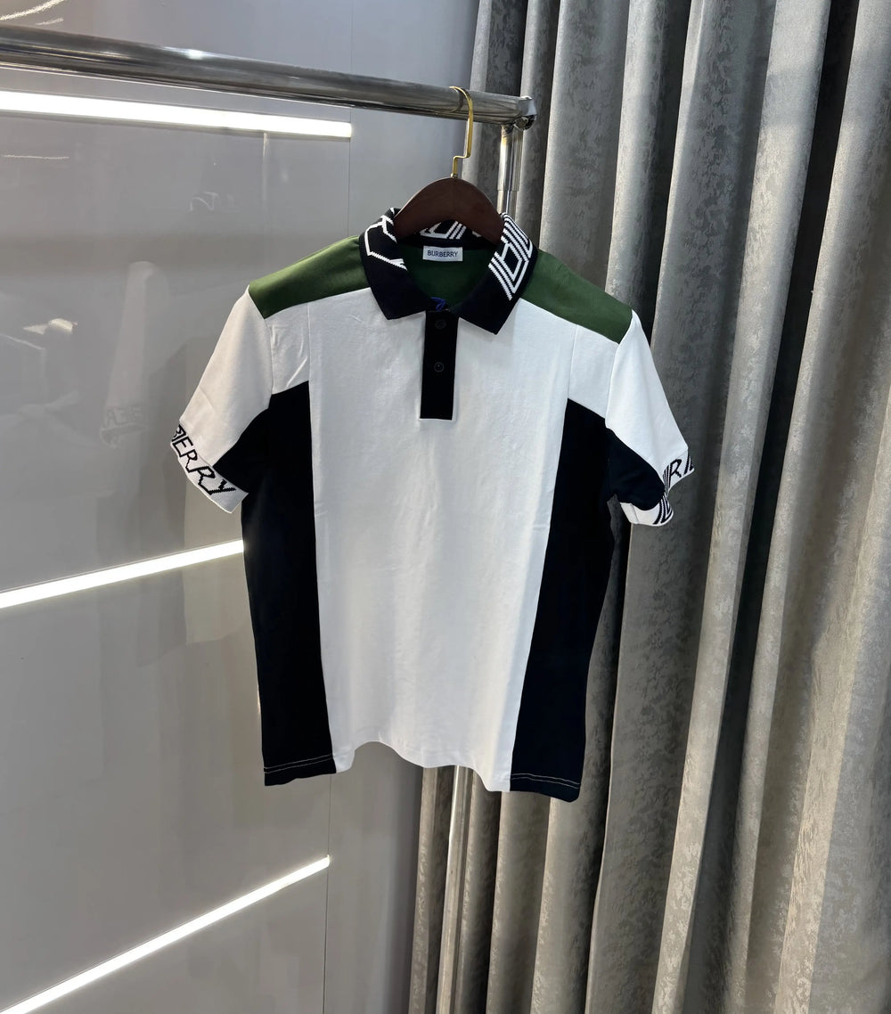 Burberr y White Embroidery Logo Premium Classic Polo T-Shirt