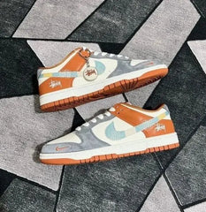 Nik_e SB DUNK STUSSY GREY ORANGE 2025 Suede Quality