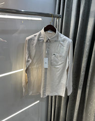 Lacoste Beige Embroidery Logo Premium Linen Shirt