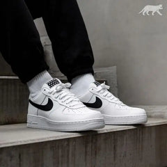 Nik_e AirForce 107 White and Black Swoosh Leather