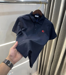 Burberr y Navy Blue Embroidery Logo Premium Classic Polo T-Shirt