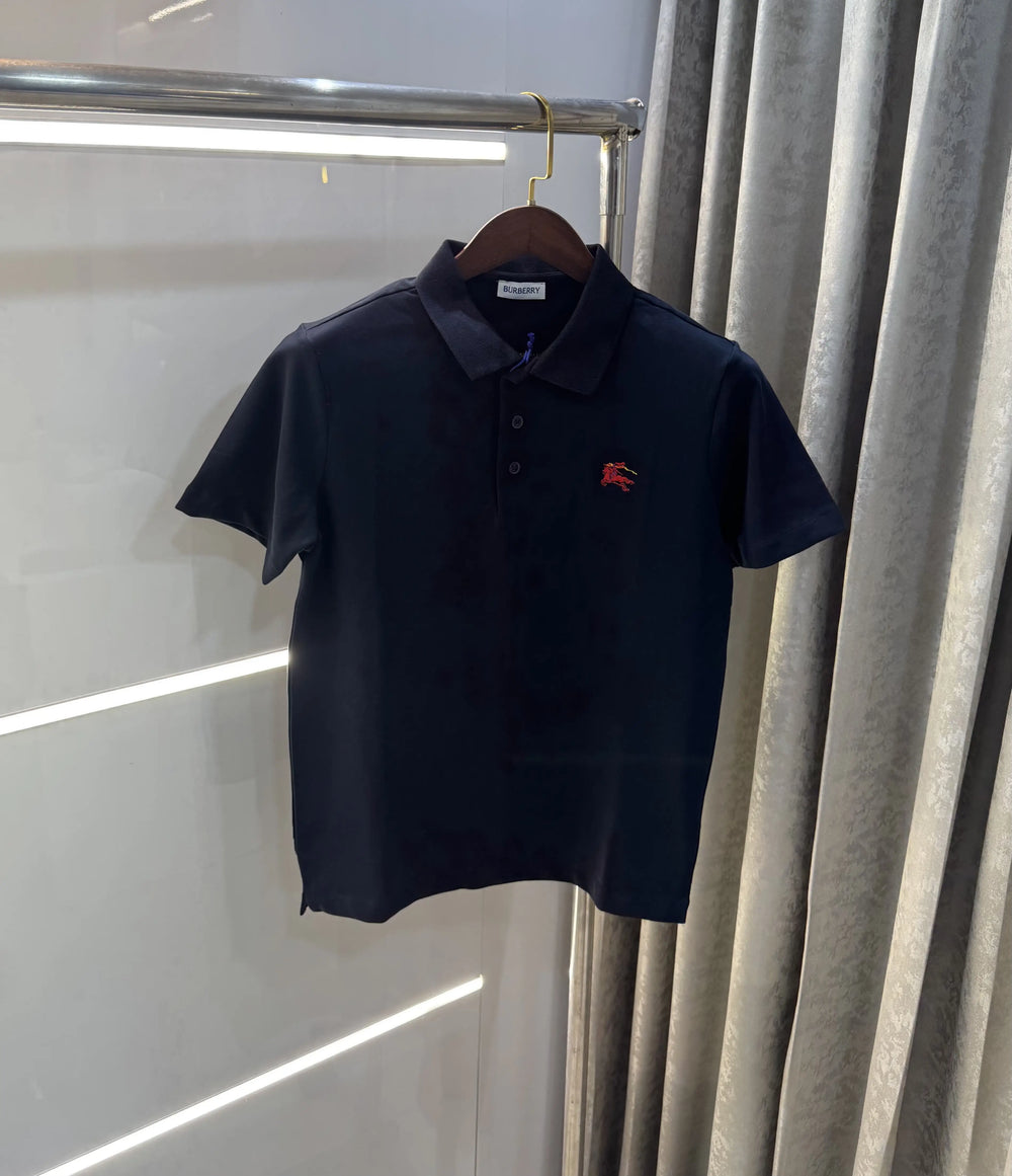 Burberr y Navy Blue Embroidery Logo Premium Classic Polo T-Shirt