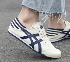 onitsuka tiger Mexico 66 Paraty Natural Navy Beige Slip On Girls D-1895