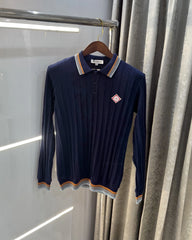 Casablanc a Navy Blue Logo Work Imported T-Shirt
