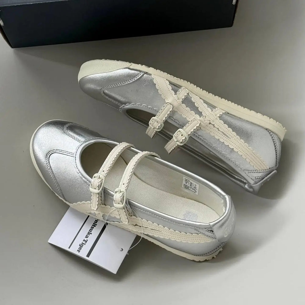Onitsuka Tiger Mexico 66 TGRS Silver Cream 7A Premium Ladies Sneakers D-2092