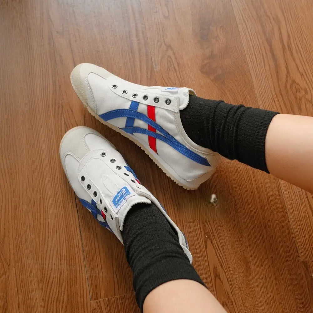 Onitsuka Tiger Mexico 66 Slip-On White Blue Red 7A Premium Ladies Sneakers D-1874