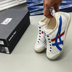 Onitsuka Tiger Mexico 66 Slip-On White Blue Red 7A Premium Ladies Sneakers D-1874