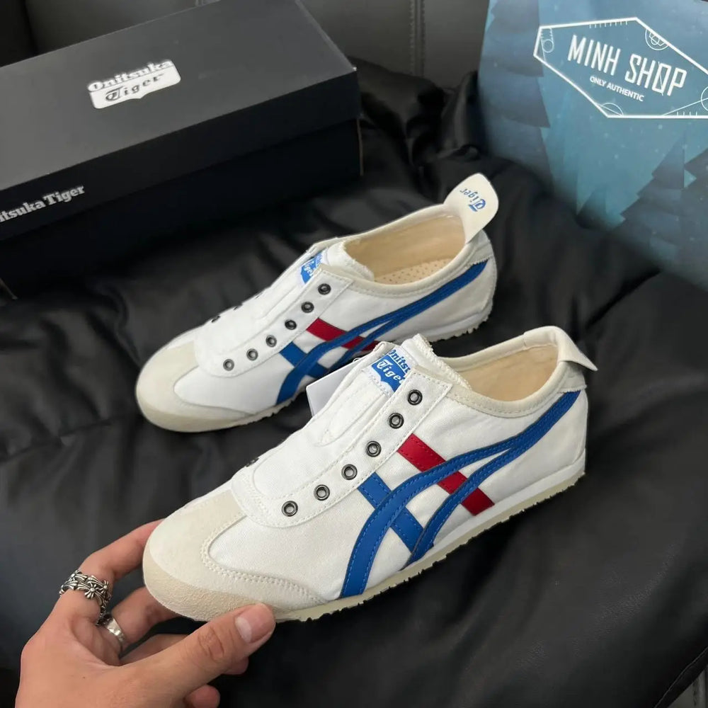 Onitsuka Tiger Mexico 66 Slip-On White Blue Red 7A Premium Ladies Sneakers D-1874