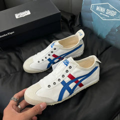 Onitsuka Tiger Mexico 66 Slip-On White Blue Red 7A Premium Ladies Sneakers D-1874