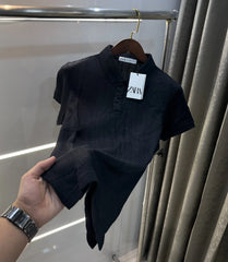 Zar a Black Premium Knitted Polo T-shirt