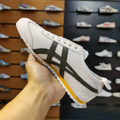 Onitsukaa Tigerr Mexico 66 Slip On Leather Cream Olive Yellow Sneakers Mens D-2103