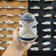 Onitsuka Tiger Mexico 66 Slip On Leather Beige Dark Blue For Mens